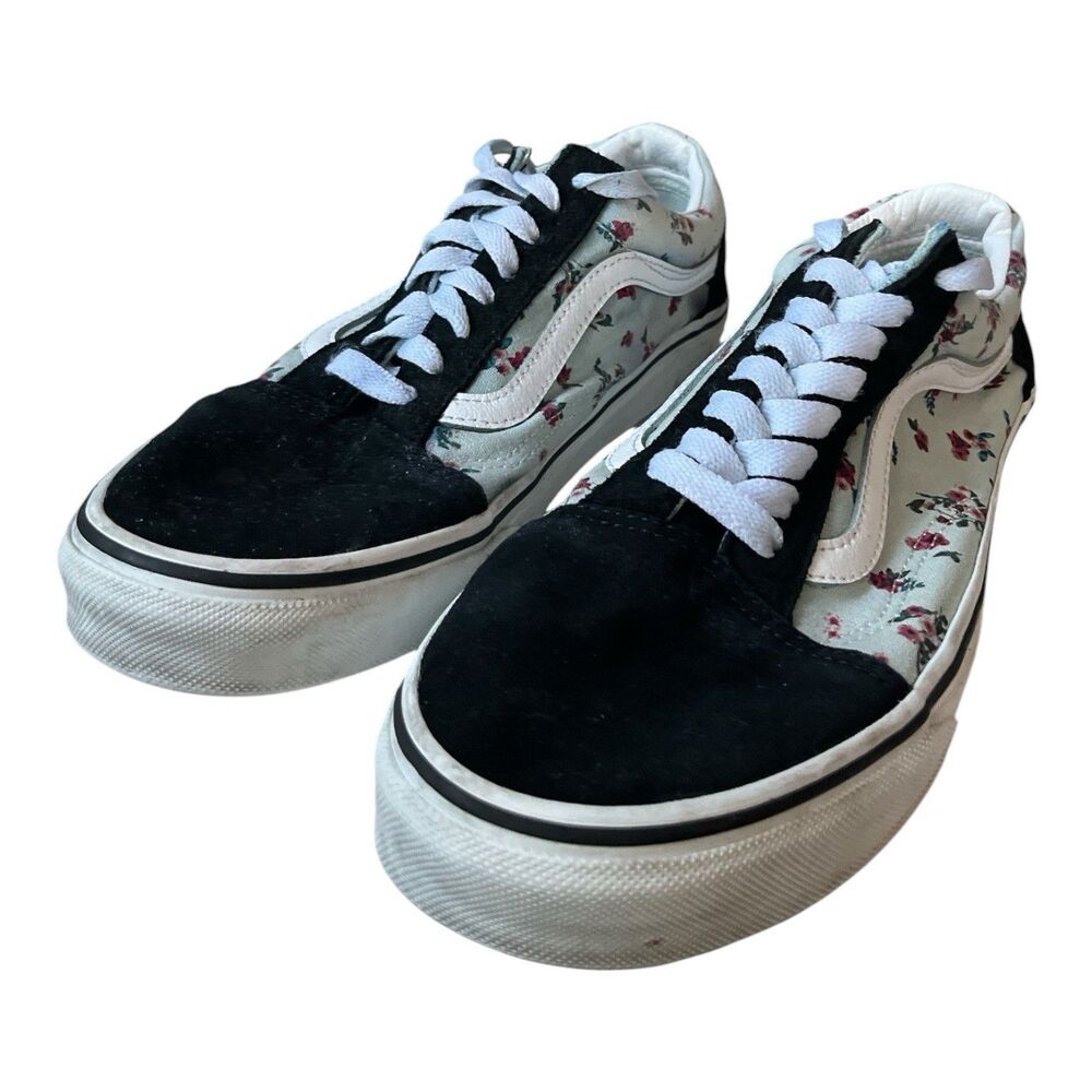 VANS Women's Old Skool Ditsy Floral Canvas Suede Shoes Size 9 READ